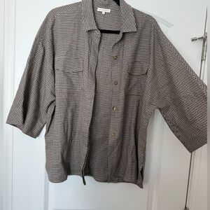 ANN MASHBURN Black and White Houndstooth Shirt Jacket